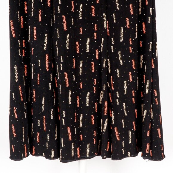 West End Womens Midi Skirt S Y2K Black Orange Stretch Flare Whimsigoth Elastic - Picture 4 of 6